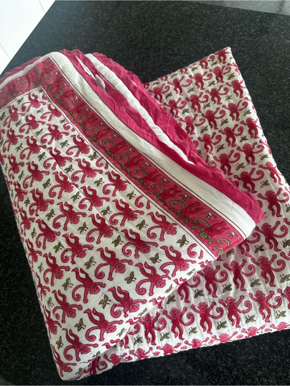 Roller Rabbit Red/White 
Monkey Twin Comforter